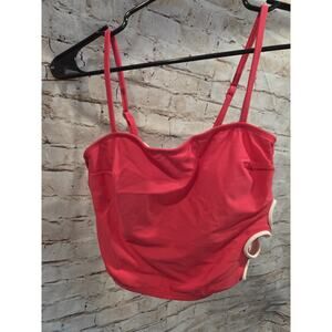 Live Life On The Beach Pink Swim Top Flower On Side